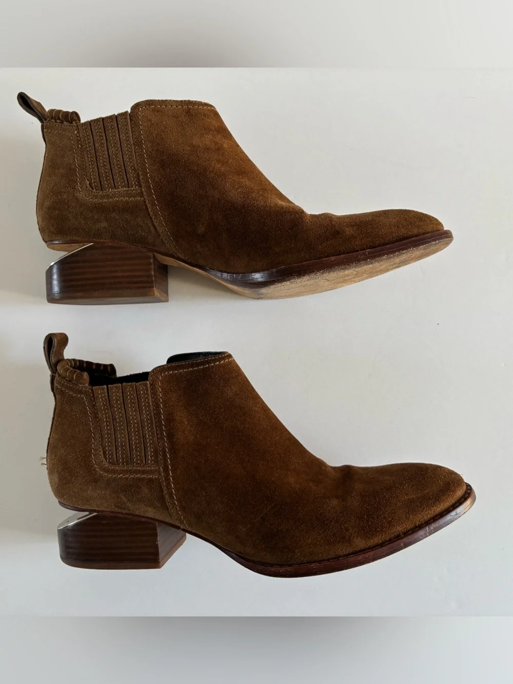 Alexander Wang Kori Suede Lift Heel Oxford Booties Brown Size 38 US8